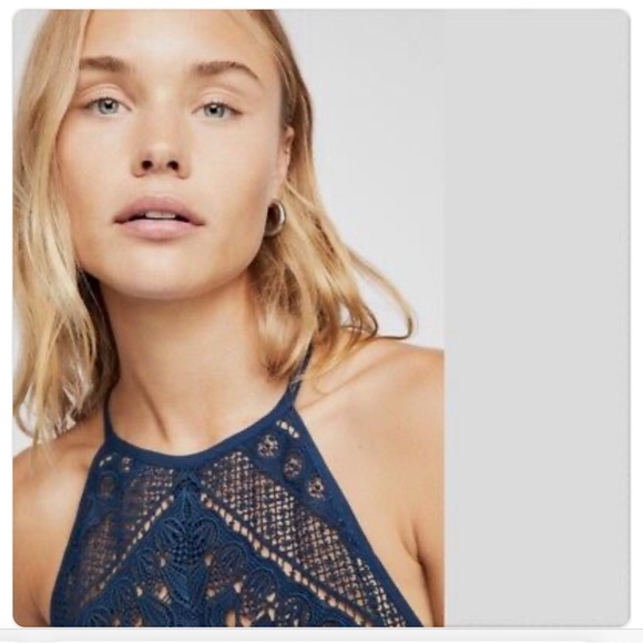 Free People NWT Shea Printed Slip Dress Navy Color - Picture 3 of 6